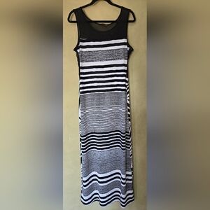 3RStreetwear | Striped Black and White Maxi Dress, Size L